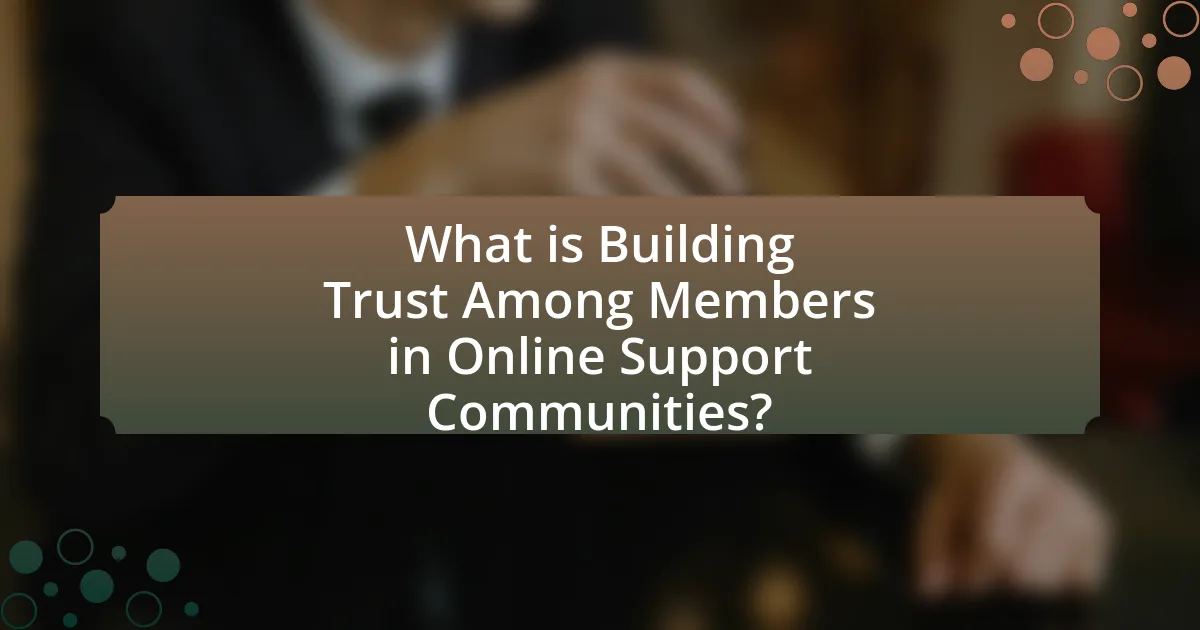 What is Building Trust Among Members in Online Support Communities?