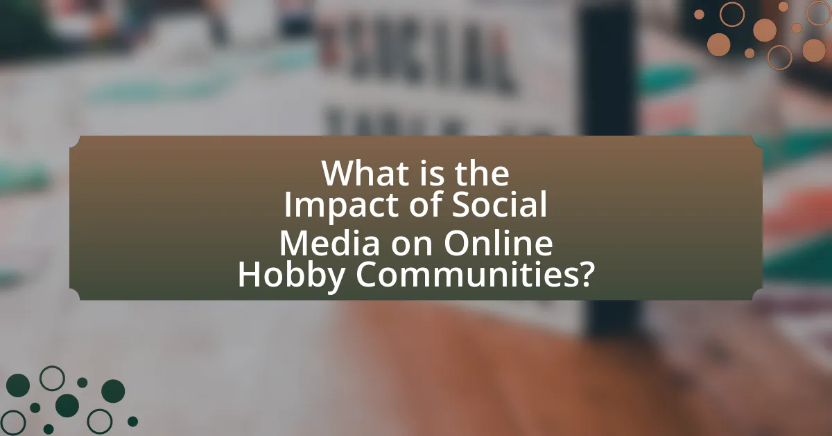 What is the Impact of Social Media on Online Hobby Communities?