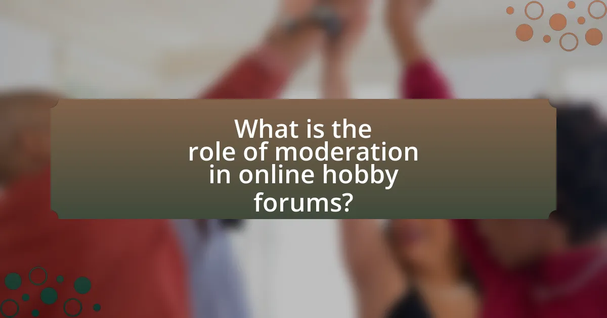 What is the role of moderation in online hobby forums?